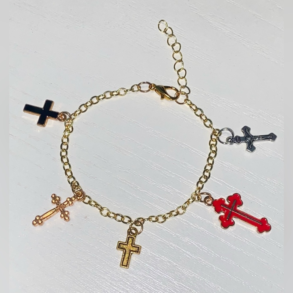 Cross Charm Bracelet - handmade